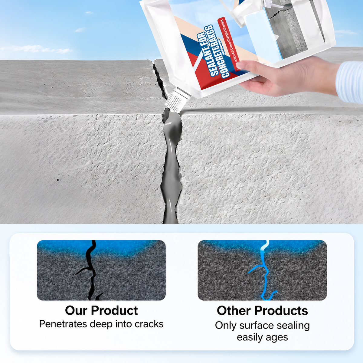 Mastic de réparation des fissures pour béton et maçonnerie