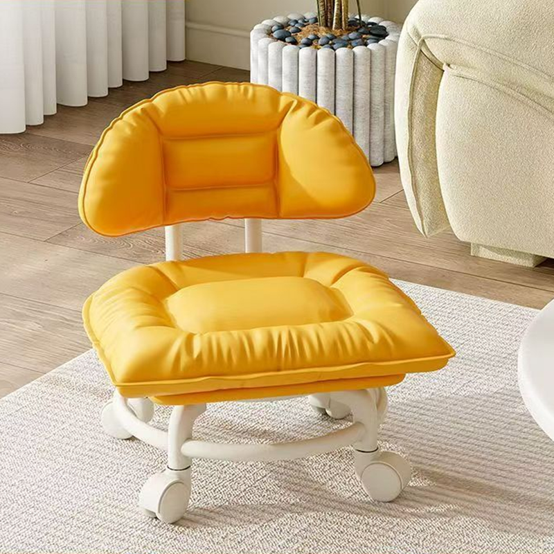 Tabouret bas roulant avec dossier et assise rembourrée