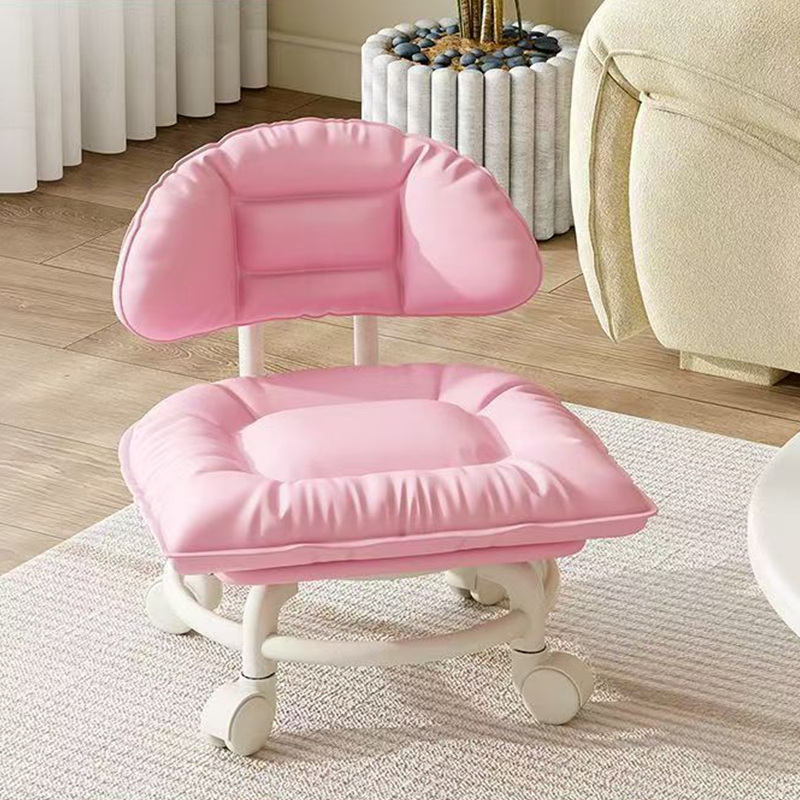 Tabouret bas roulant avec dossier et assise rembourrée