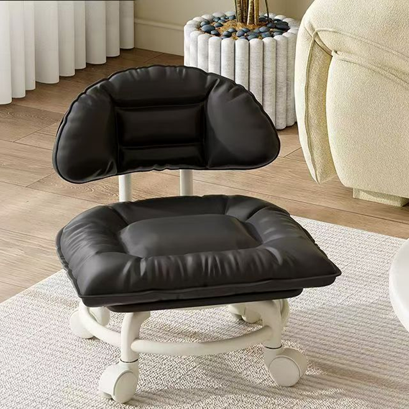 Tabouret bas roulant avec dossier et assise rembourrée