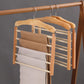 Cintre à pantalons à cinq barres en bois et métal