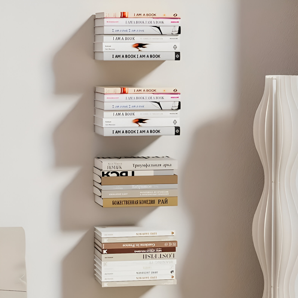 Support mural invisible pour livres en fer peint