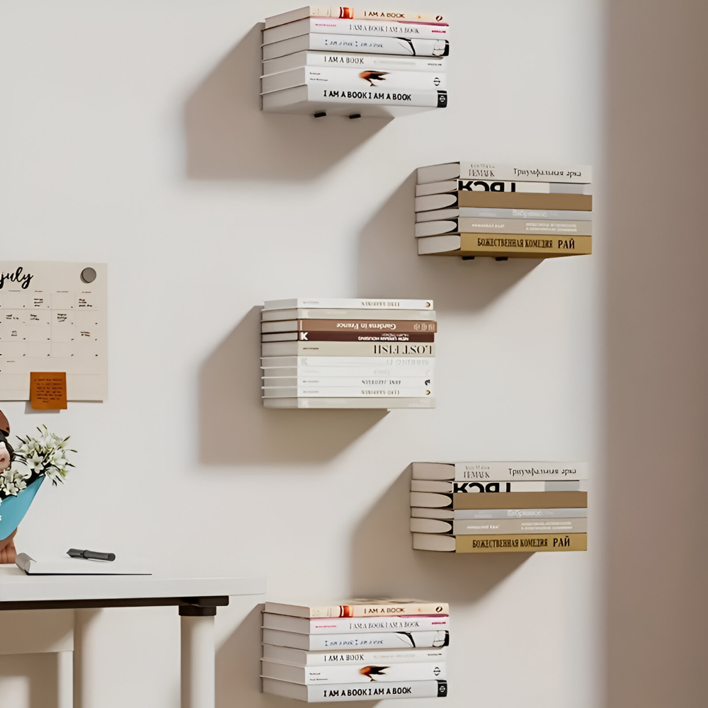 Support mural invisible pour livres en fer peint