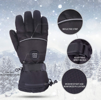Gants chauffants unisexes noirs