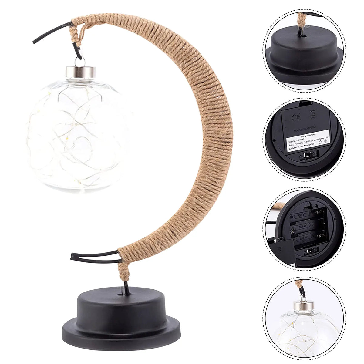 Lampe décorative LED à lueur lunaire, hauteur 27 cm