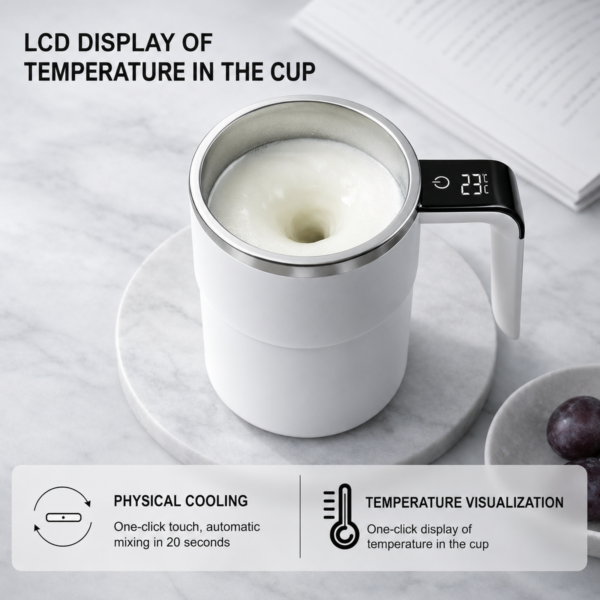 Tasse à mélange automatique avec affichage de température