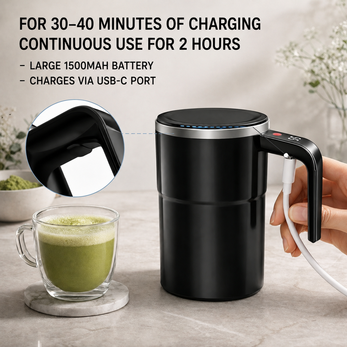Tasse à mélange automatique avec affichage de température