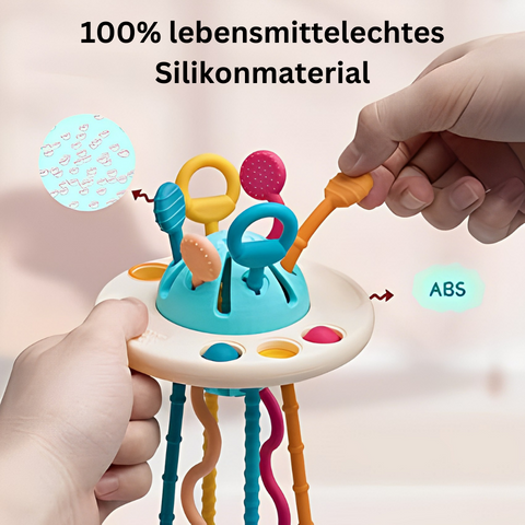 Jouet sensoriel soucoupe à 6 cordons en silicone et ABS