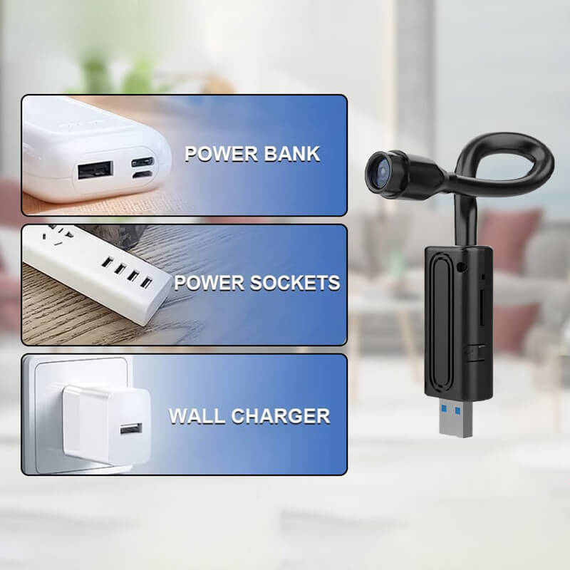 Mini-caméra Wi-Fi 1080P à col flexible et alimentation USB