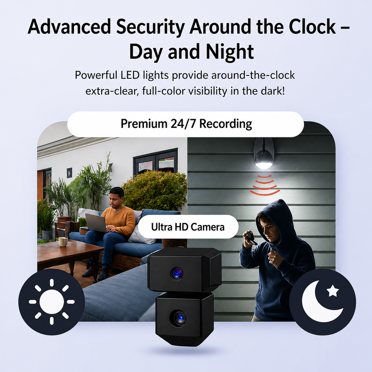 Caméra solaire Wi-Fi 3K avec vision nocturne couleur