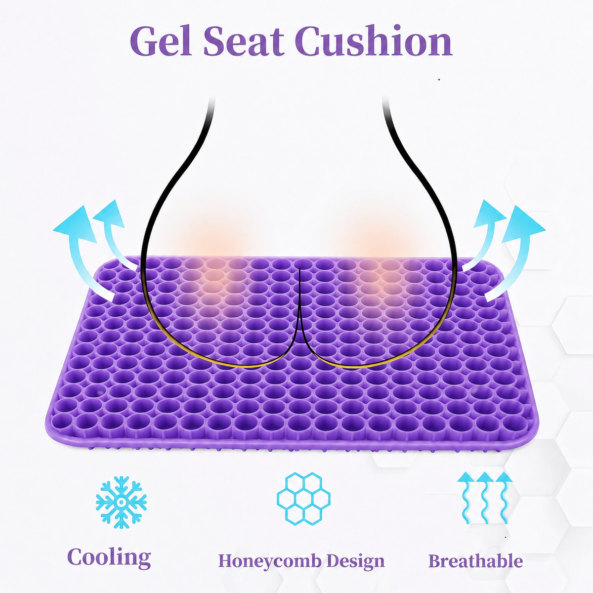 Coussin d’assise en gel de silicone à structure alvéolée