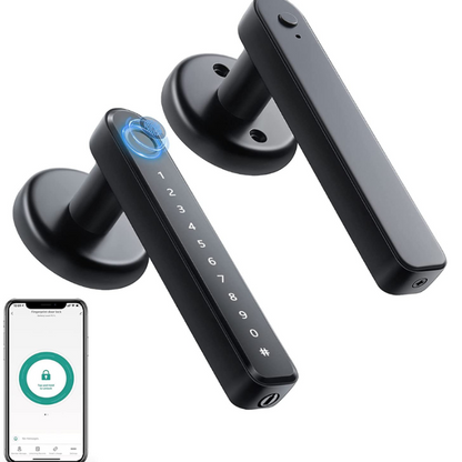 Poignée de porte connectée à empreinte, code et application