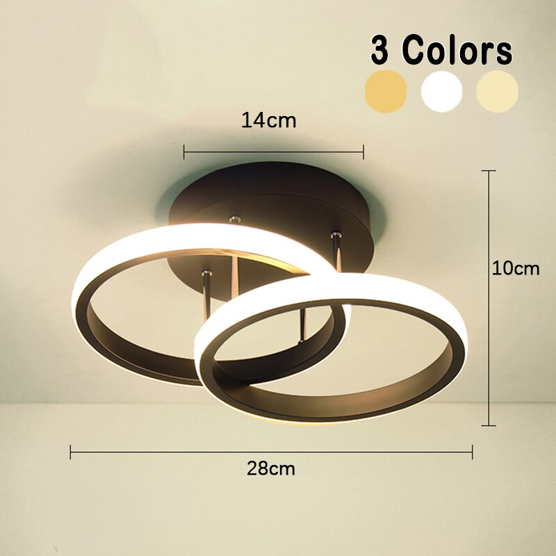 Plafonnier LED à trois anneaux et trois teintes lumineuses