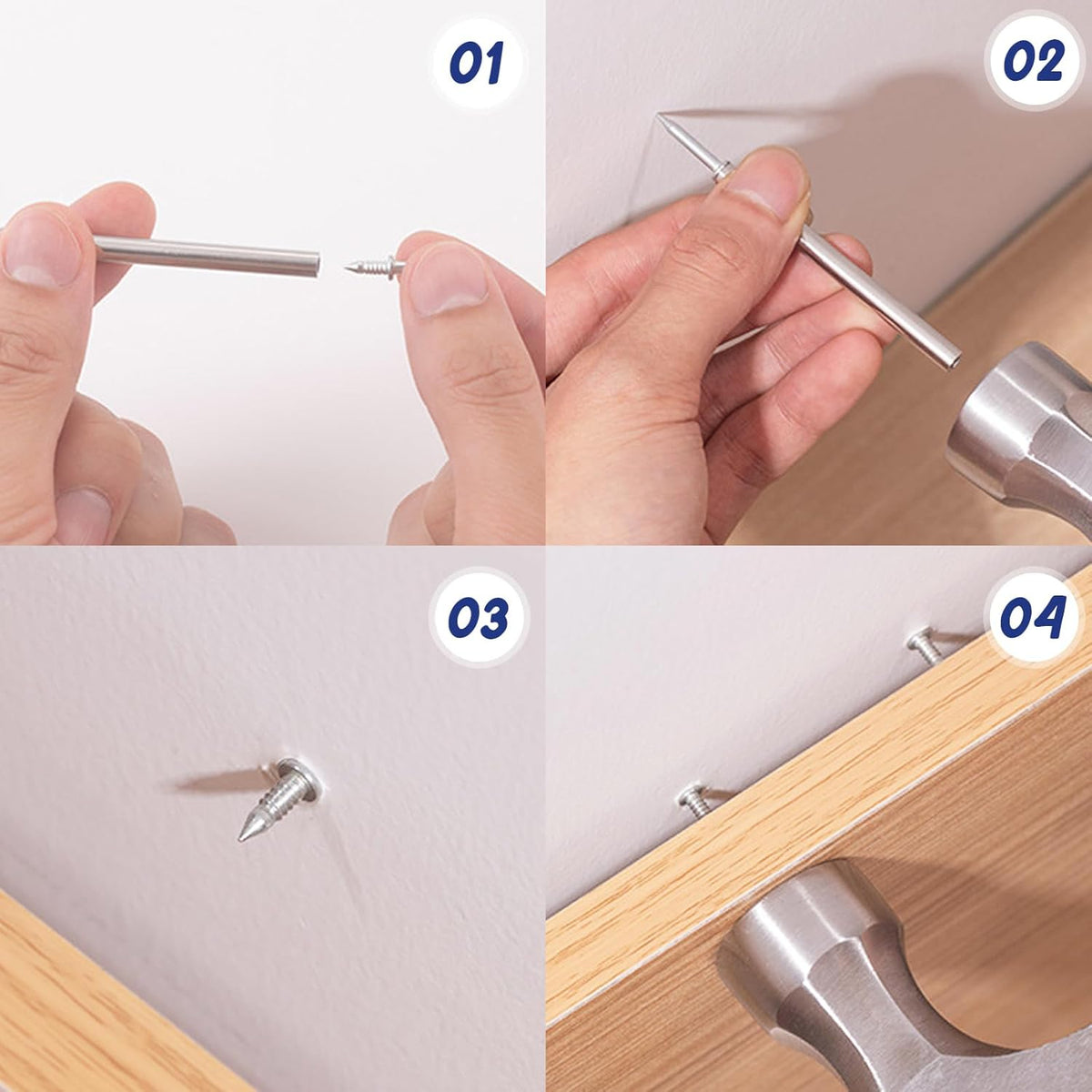 Lot de 100 clous à double tête pour plinthes avec outil de pose