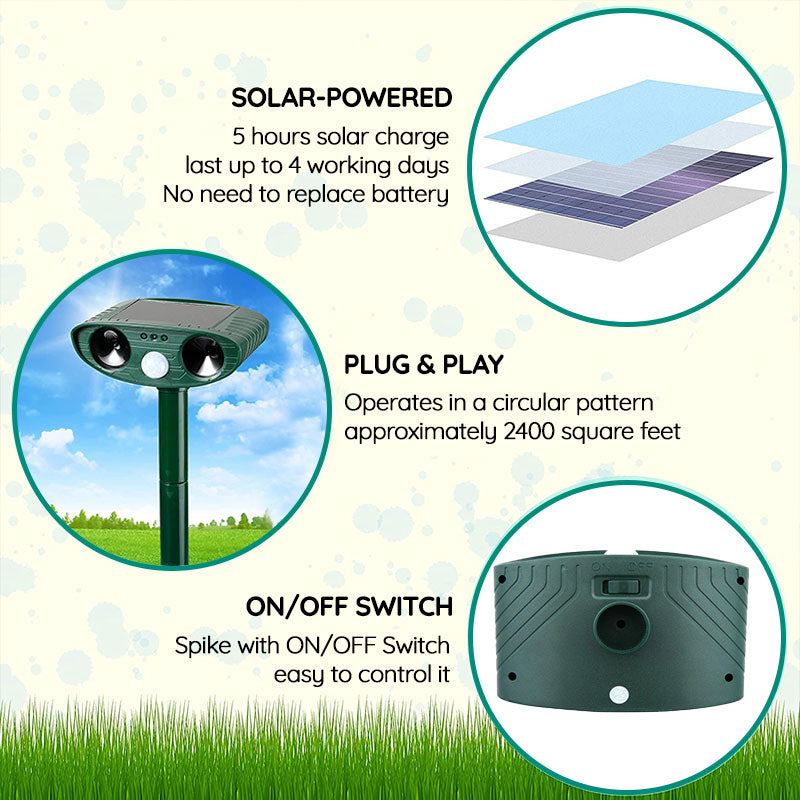 Répulsif solaire de jardin à fréquence réglable