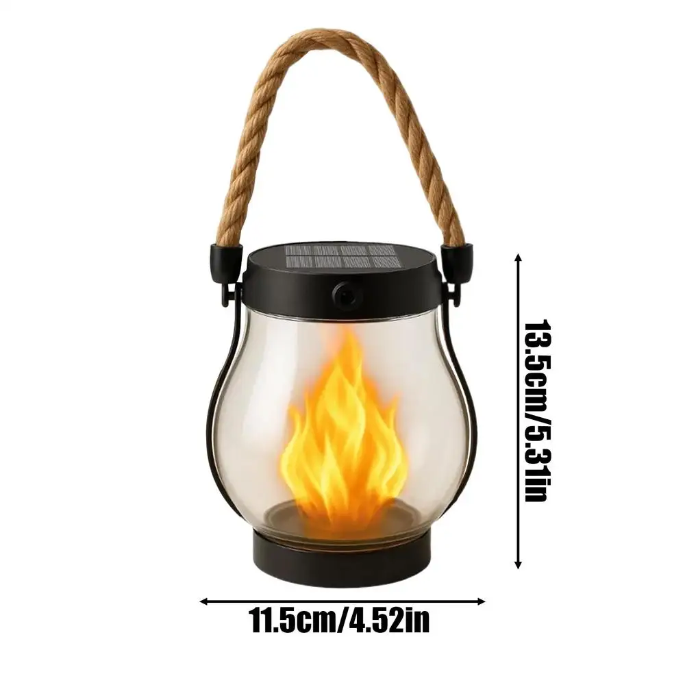 Lanterne solaire extérieure à effet flamme LED – image 5