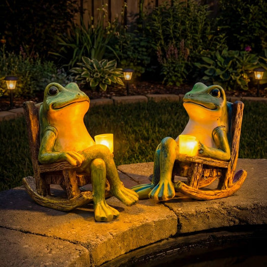 Figurine grenouille solaire lumineuse pour jardin