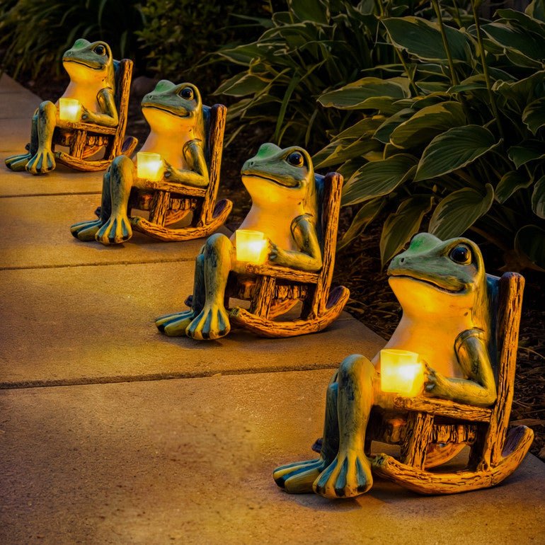 Figurine grenouille solaire lumineuse pour jardin
