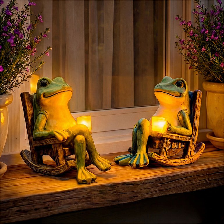 Figurine grenouille solaire lumineuse pour jardin