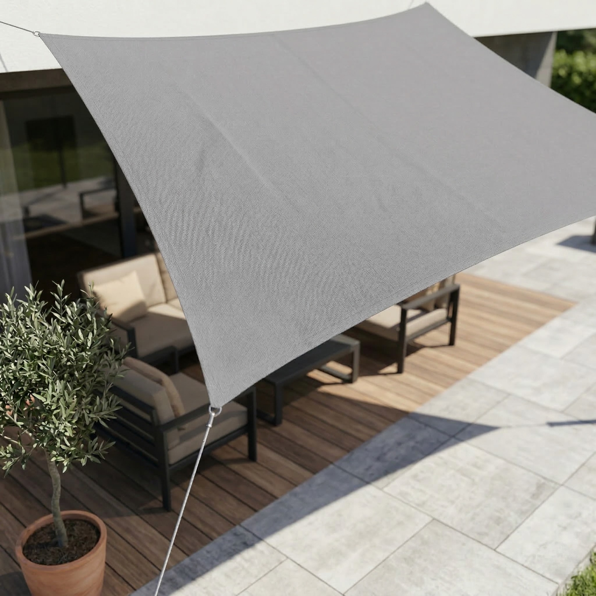 Voile d’ombrage rectangulaire en polyester enduit PU