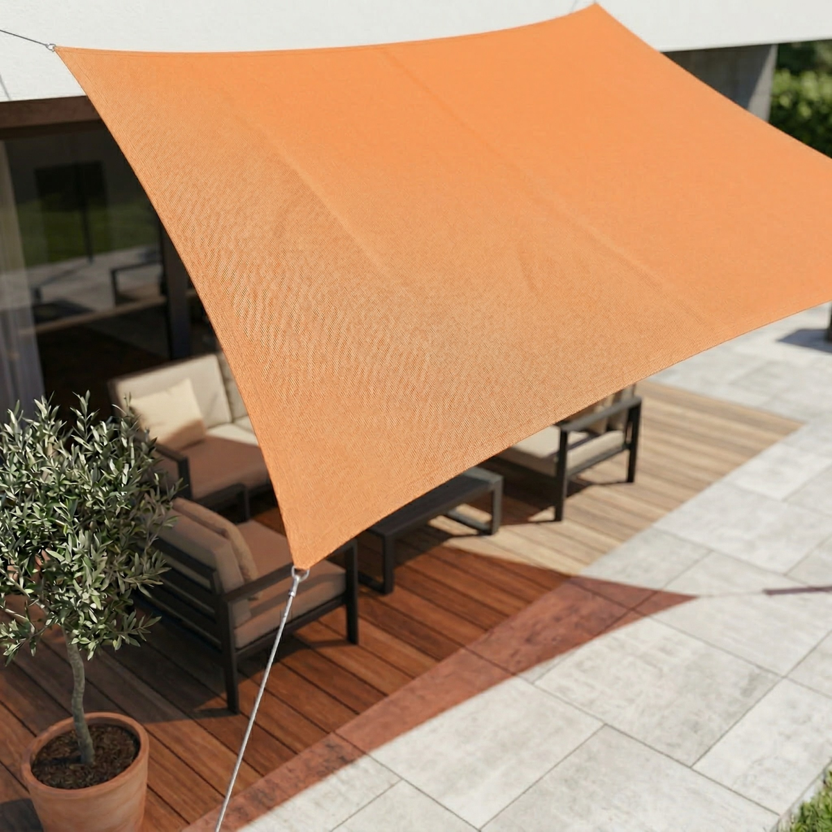 Voile d’ombrage rectangulaire en polyester enduit PU