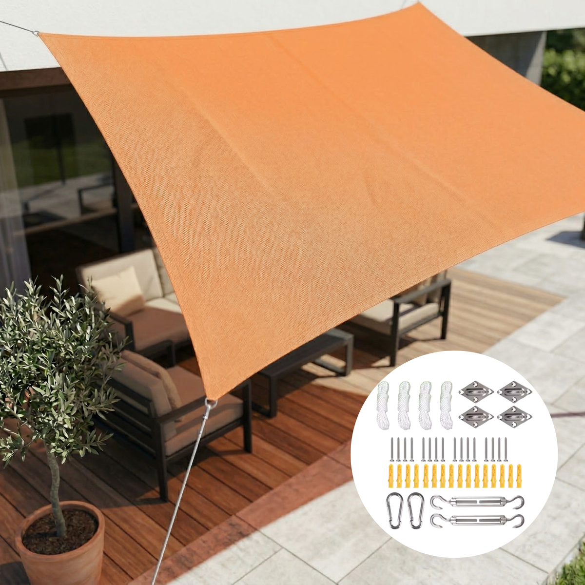 Voile d’ombrage rectangulaire en polyester enduit PU