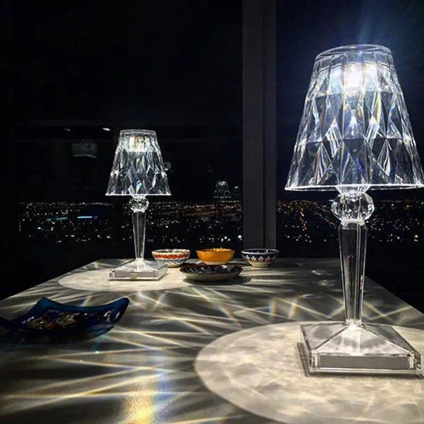 Lampe de table à facettes en acrylique rechargeable USB