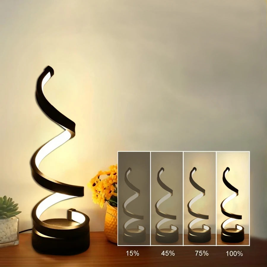 Lampe de table LED en spirale à 3 niveaux de luminosité