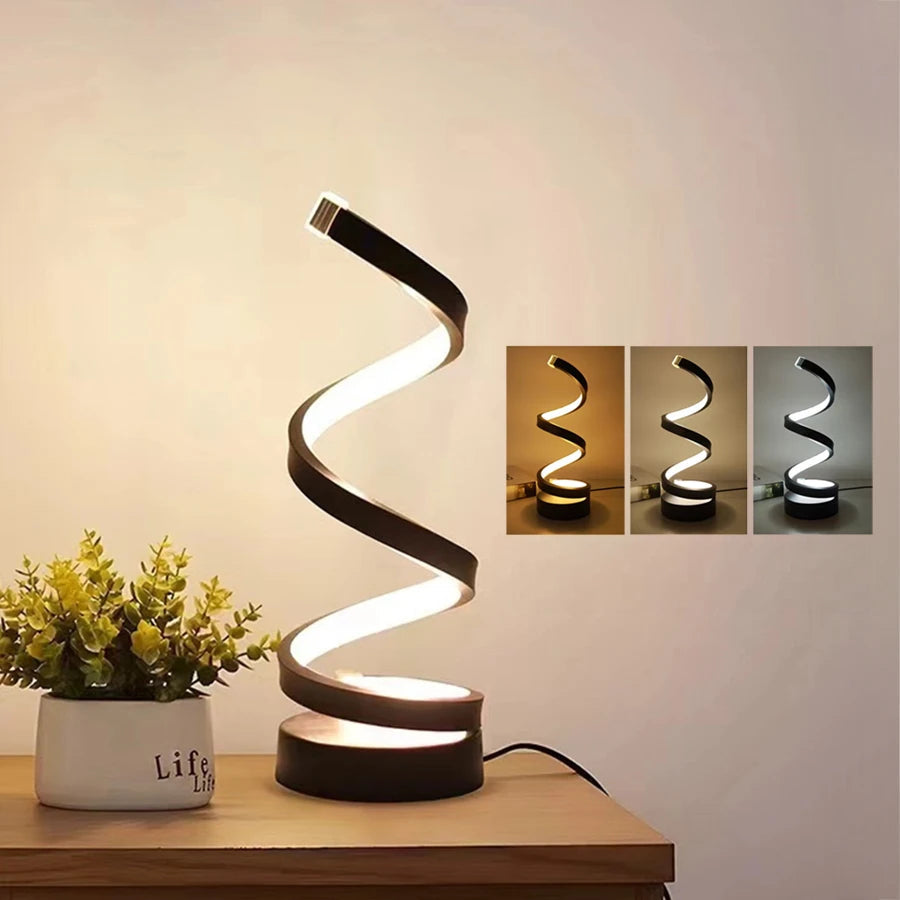 Lampe de table LED en spirale à 3 niveaux de luminosité