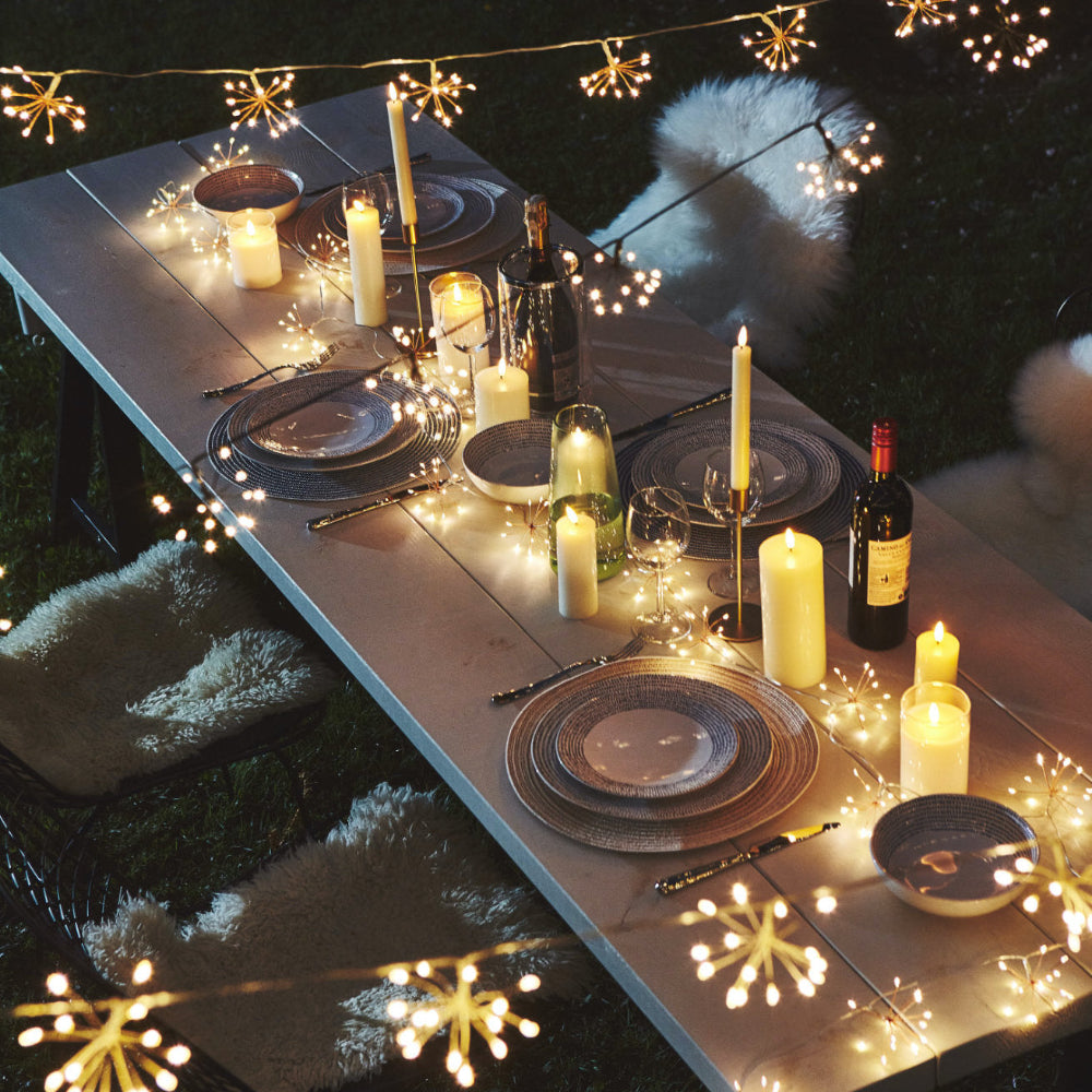 Guirlande LED à bouquets étoilés, lumière blanche chaude