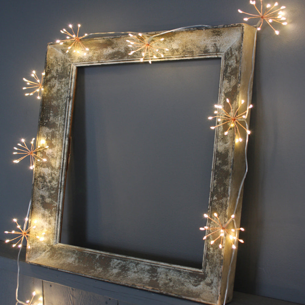 Guirlande LED à bouquets étoilés, lumière blanche chaude