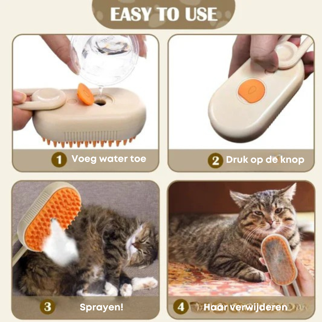 Brosse de toilettage 3 en 1 avec brumisation