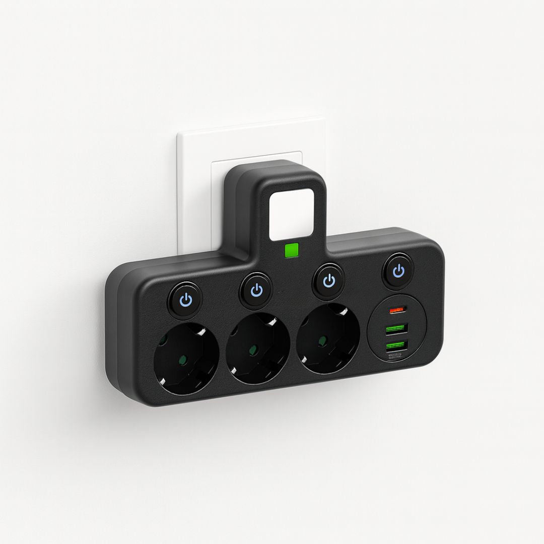 Multiprise 3 prises avec 2 ports USB et USB-C, puissance 2500 W