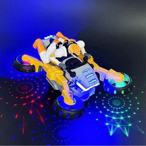 Moto jouet transformable en figurine à piles