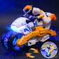Moto jouet transformable en figurine à piles