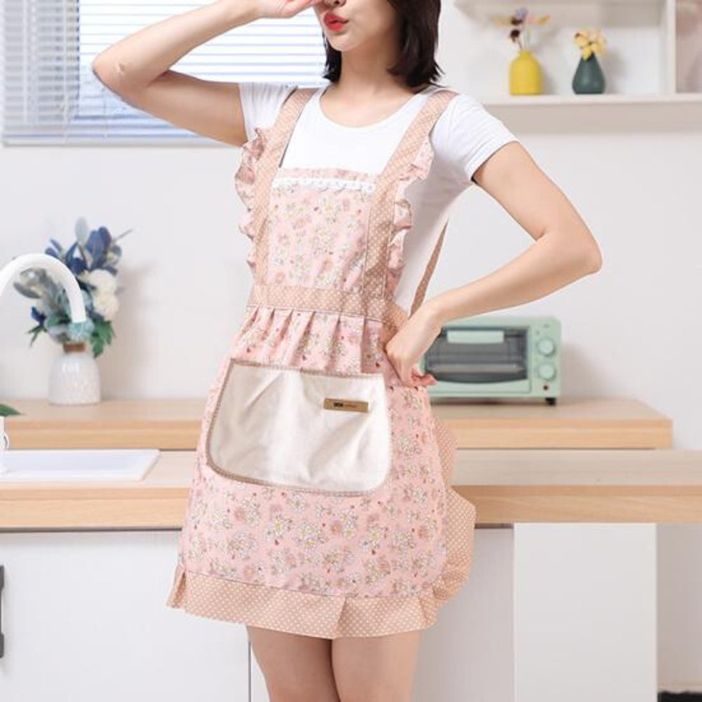 Tablier de cuisine à motif floral avec poches