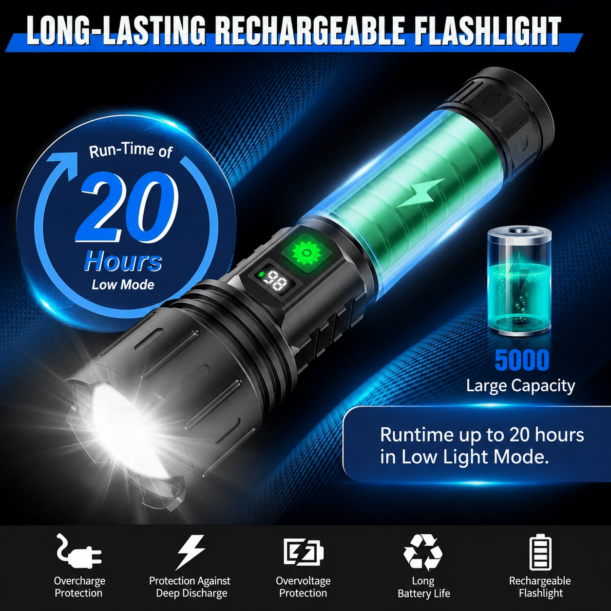 Lampe torche aluminium avec fonction powerbank