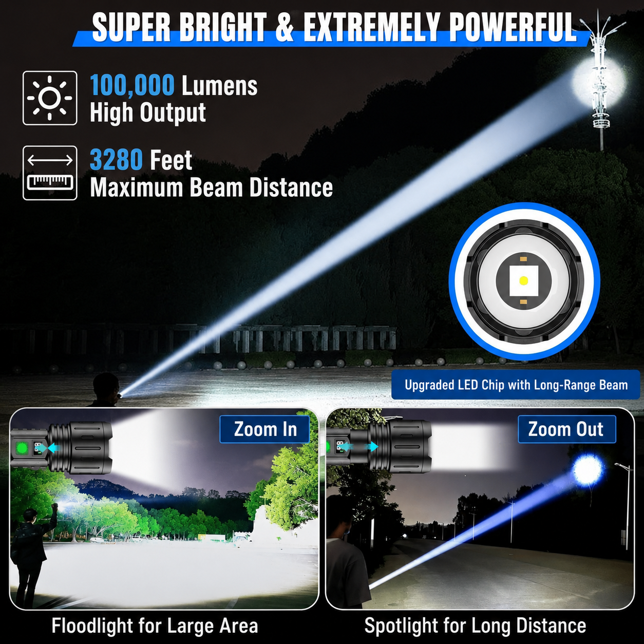 Lampe torche aluminium avec fonction powerbank