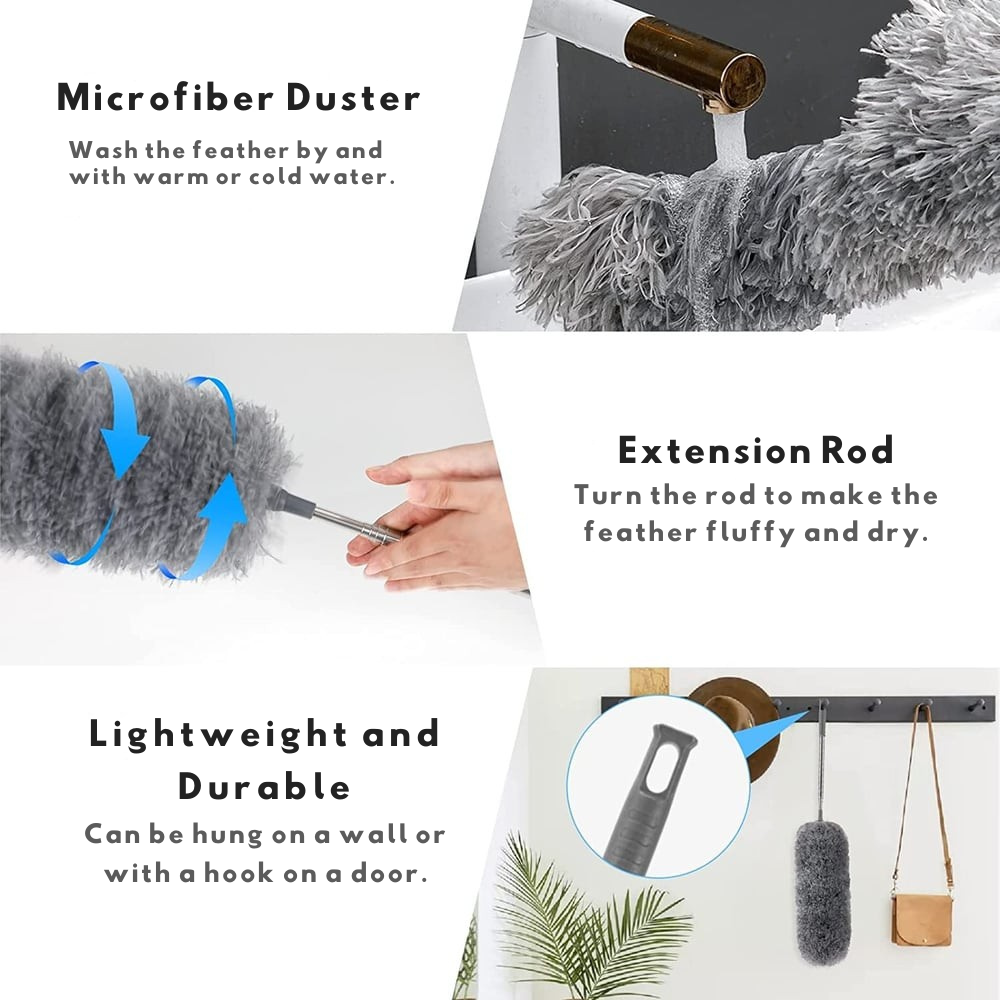 Plumeau télescopique microfibre longue portée