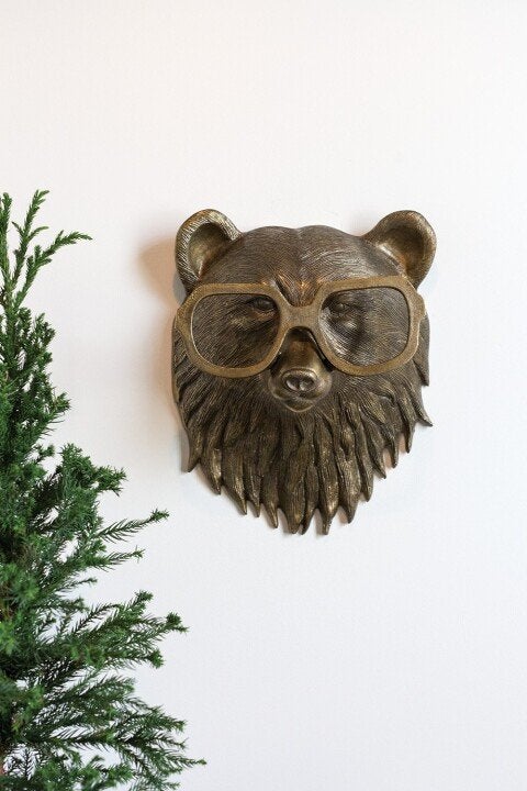 Tête d’animal décorative murale en résine peinte à la main
