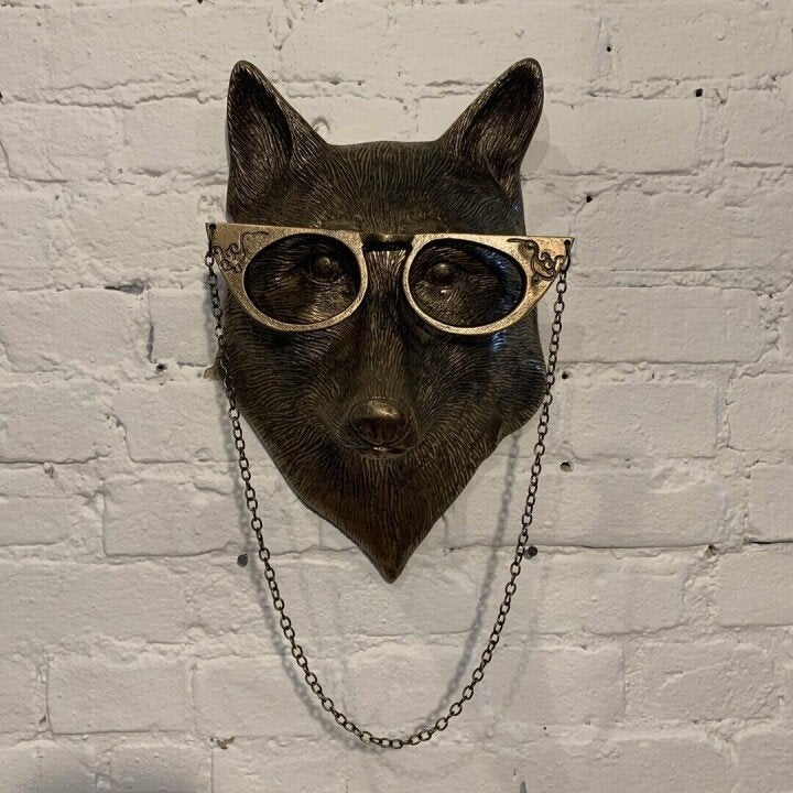 Tête d’animal décorative murale en résine peinte à la main