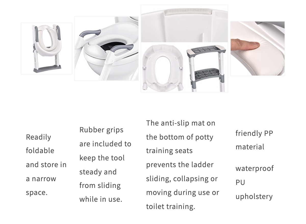 Réducteur de toilettes pliable avec échelle – jusqu’à 65 kg