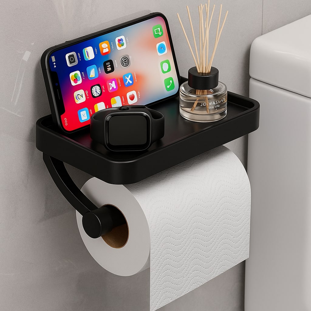 Dérouleur de papier toilette avec tablette murale
