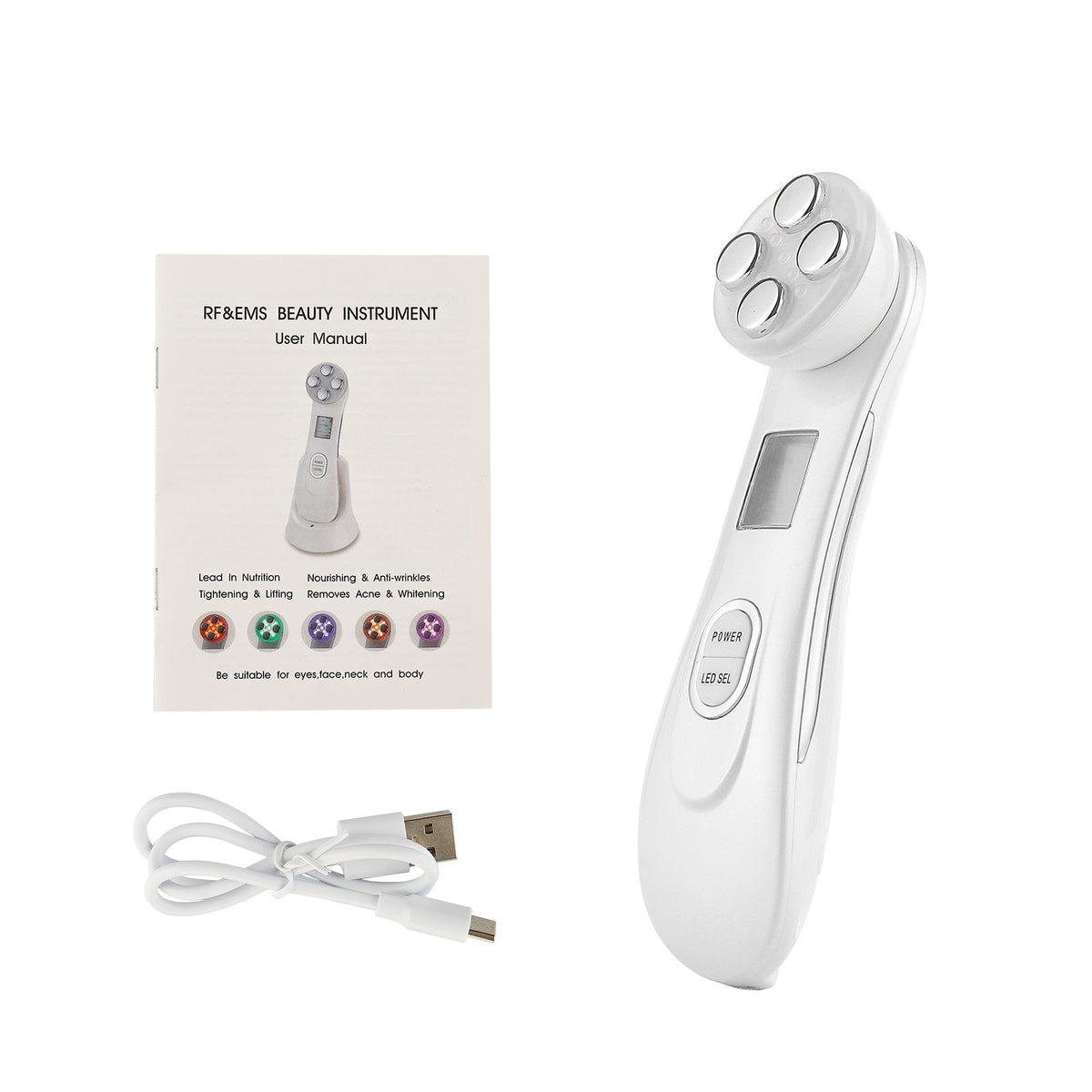 Appareil de massage facial EMS avec éclairage coloré
