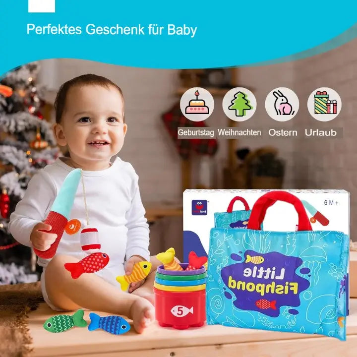 Jeu de pêche en tissu avec tapis pliable et gobelets