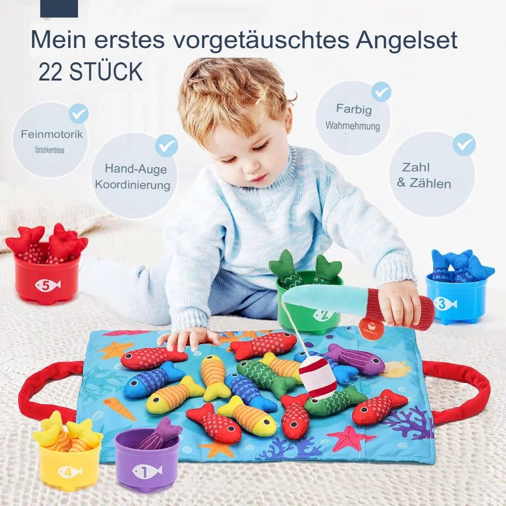 Jeu de pêche en tissu avec tapis pliable et gobelets