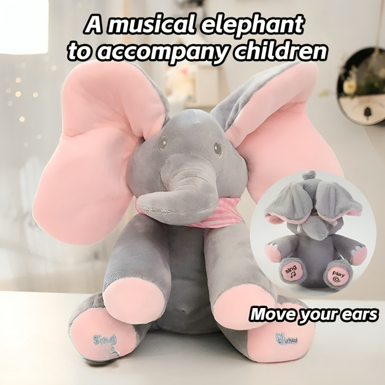 Peluche éléphant chantante avec jeu de cache-cache