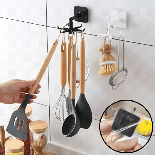 Crochets adhésifs pivotants à 360° en ABS