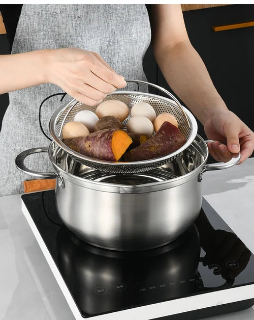 Panier de cuisson vapeur en acier inoxydable avec poignée