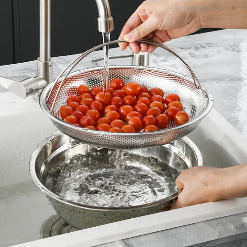 Panier de cuisson vapeur en acier inoxydable avec poignée